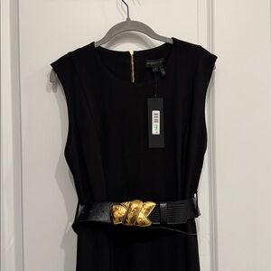 Donna Karan Elegant Black Dress with Gold Accent